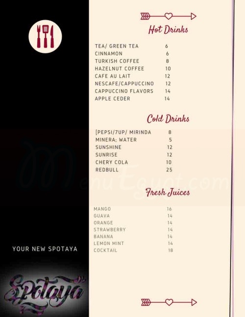 Spotaya menu Egypt
